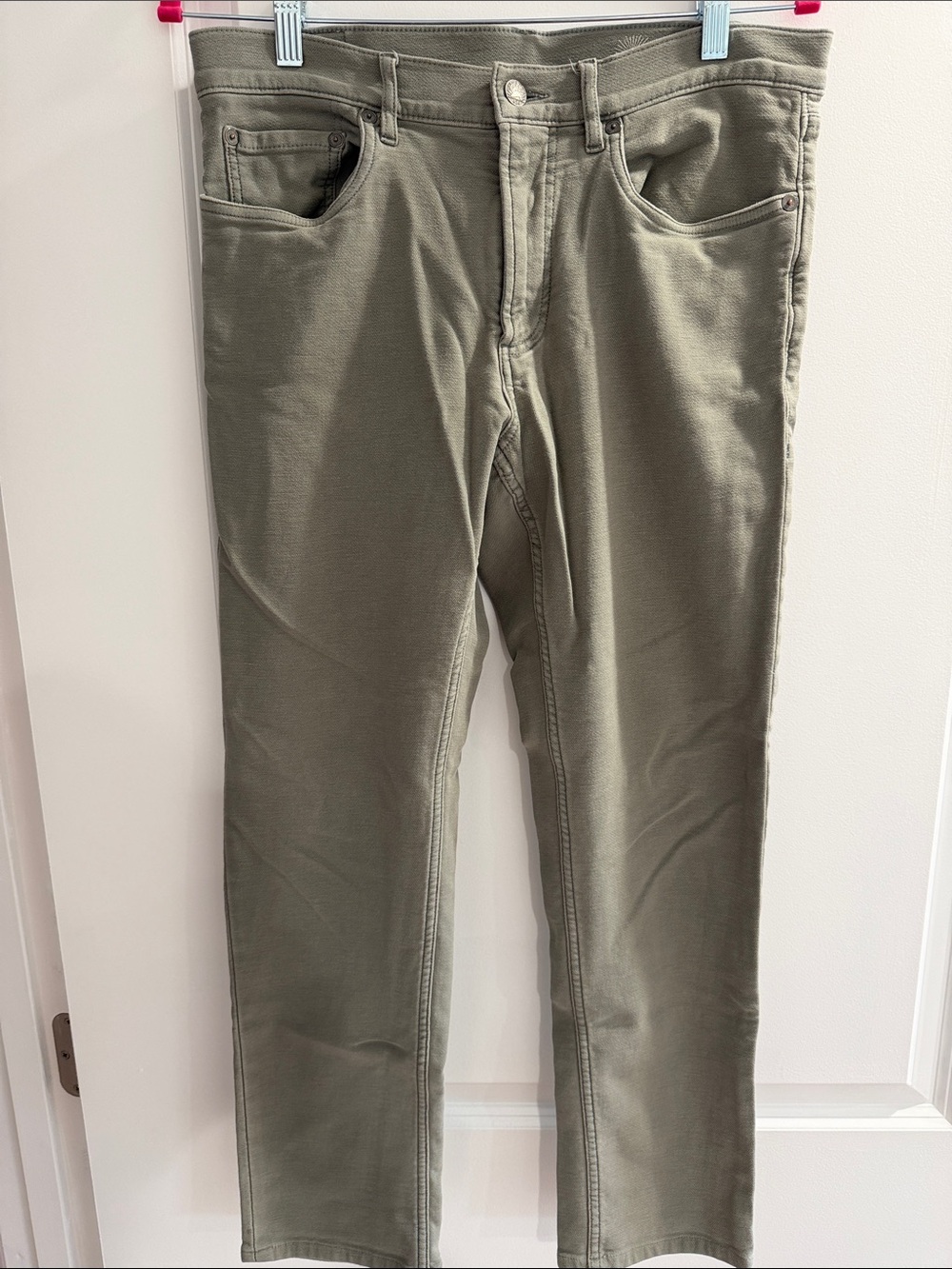 Faherty Stretch Terry 5-Pocket Pant in Olive Green 31” Waist
